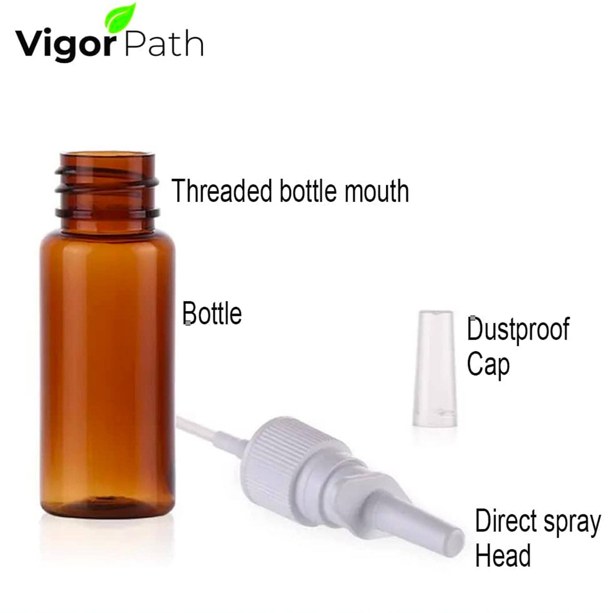 Vigor Path – wholesale Atomiser bottle – Amber Glass 1 oz Nasal Sprayer - Empty, Refillable, Travel-Sized Solution for Saline Applications (Pack of 2)1
