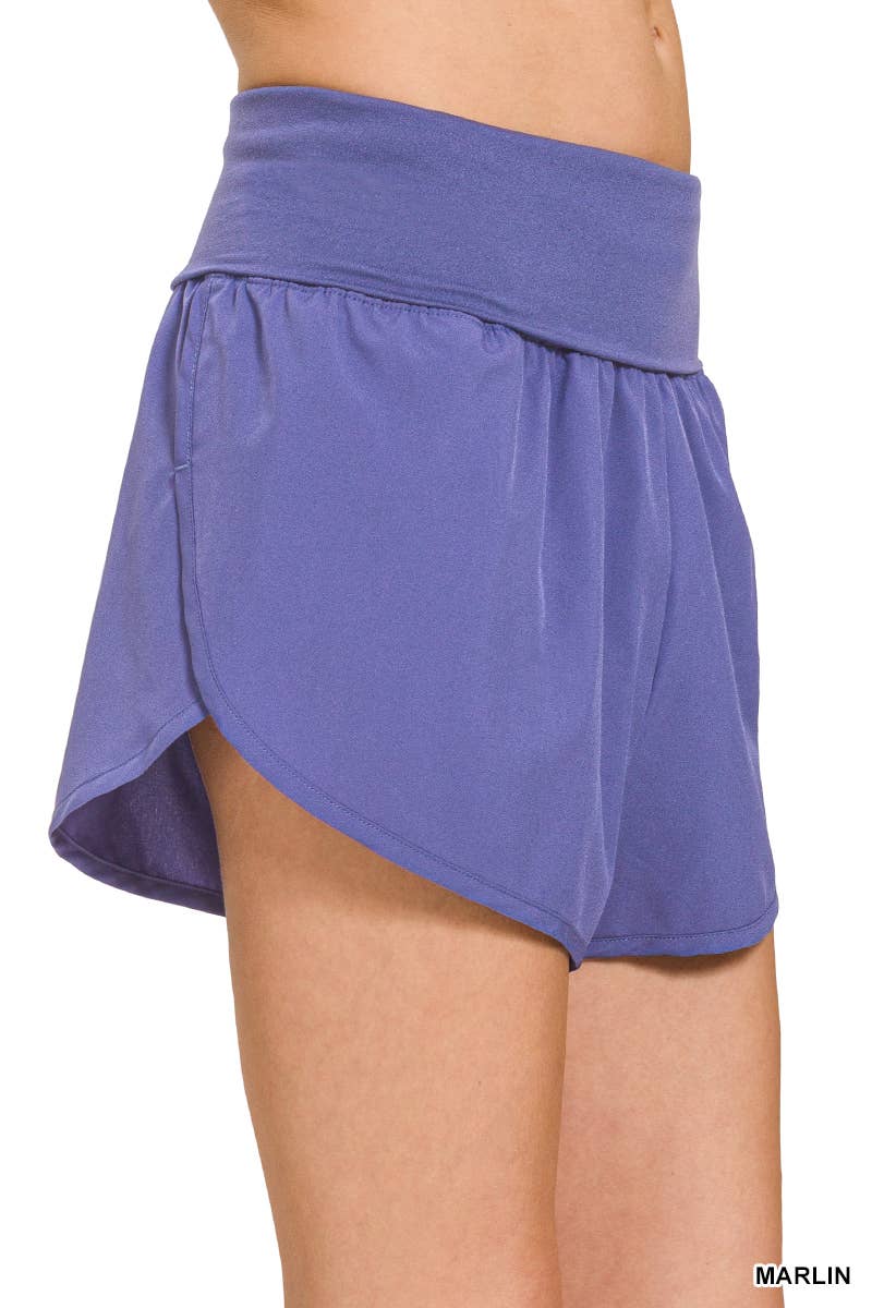 42POPS - Vendita all'ingrosso Pantaloncini - Donna - Shorts da corsa a vita alta con fascia ripiegabile SI-241017