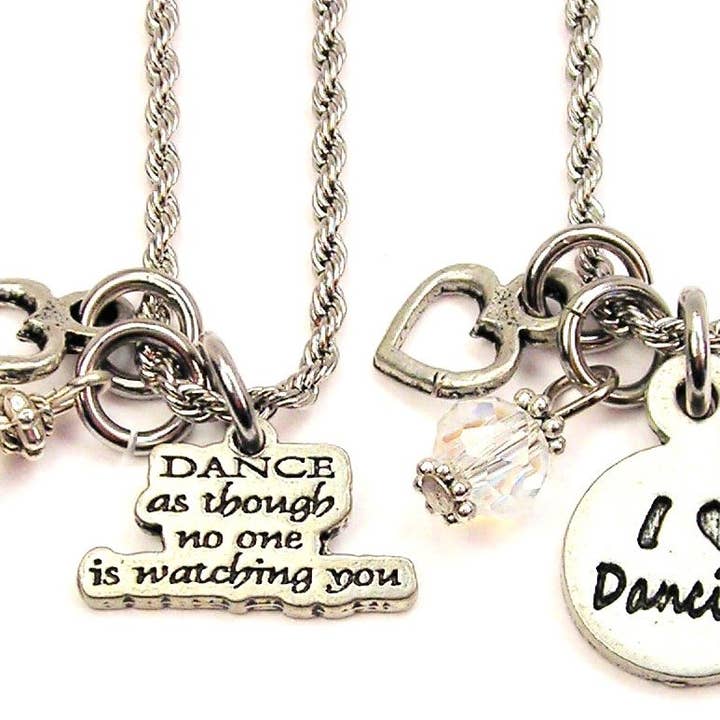 Chubby Chico Charms - Wholesale Jewellery set - I Love Dancing Set Of 2 Rope Chain Necklaces Dancer Ballet