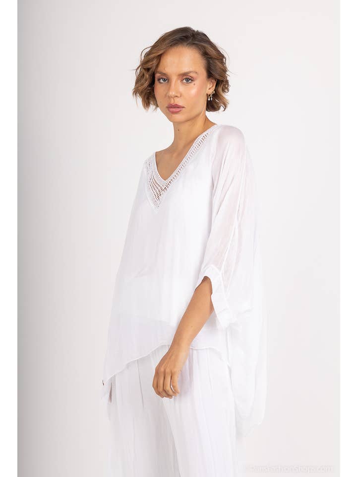 Shyloh – wholesale Tunika - Dam – Glittrig Topp Med V-ringning 50485