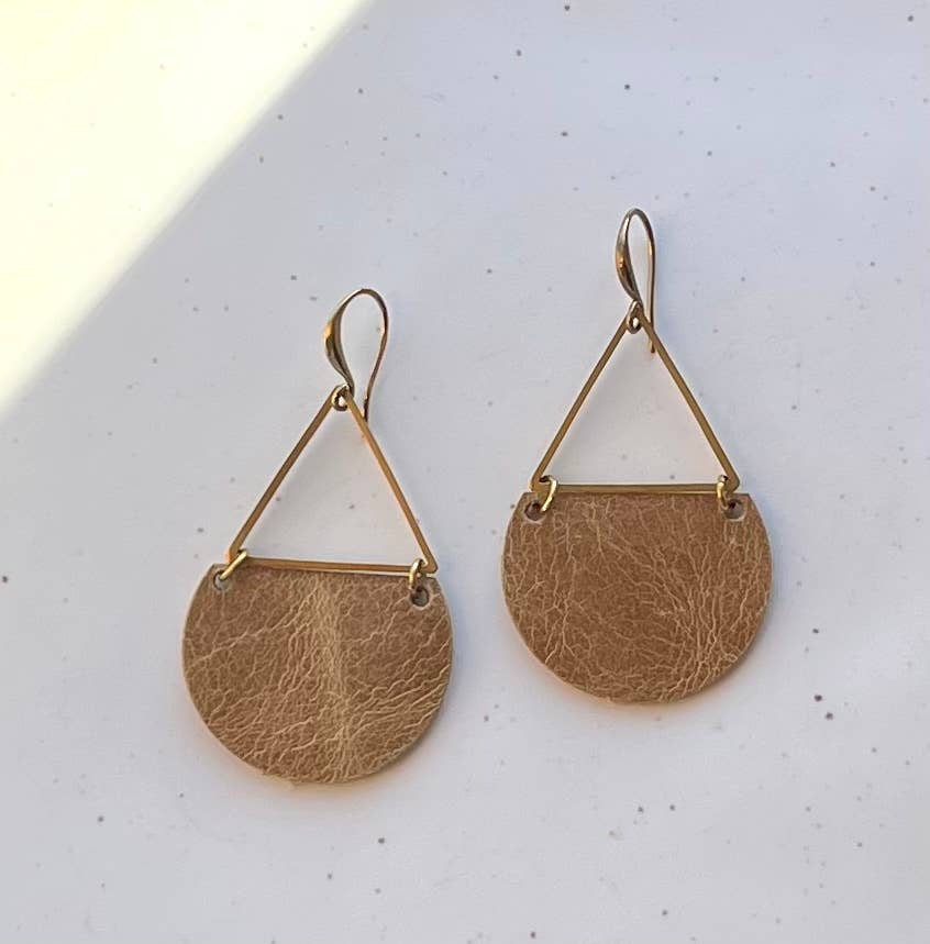 Rux Leather - Wholesale Dangle Earrings - Handcrafted, Medium Brown Genuine Leather Earrings