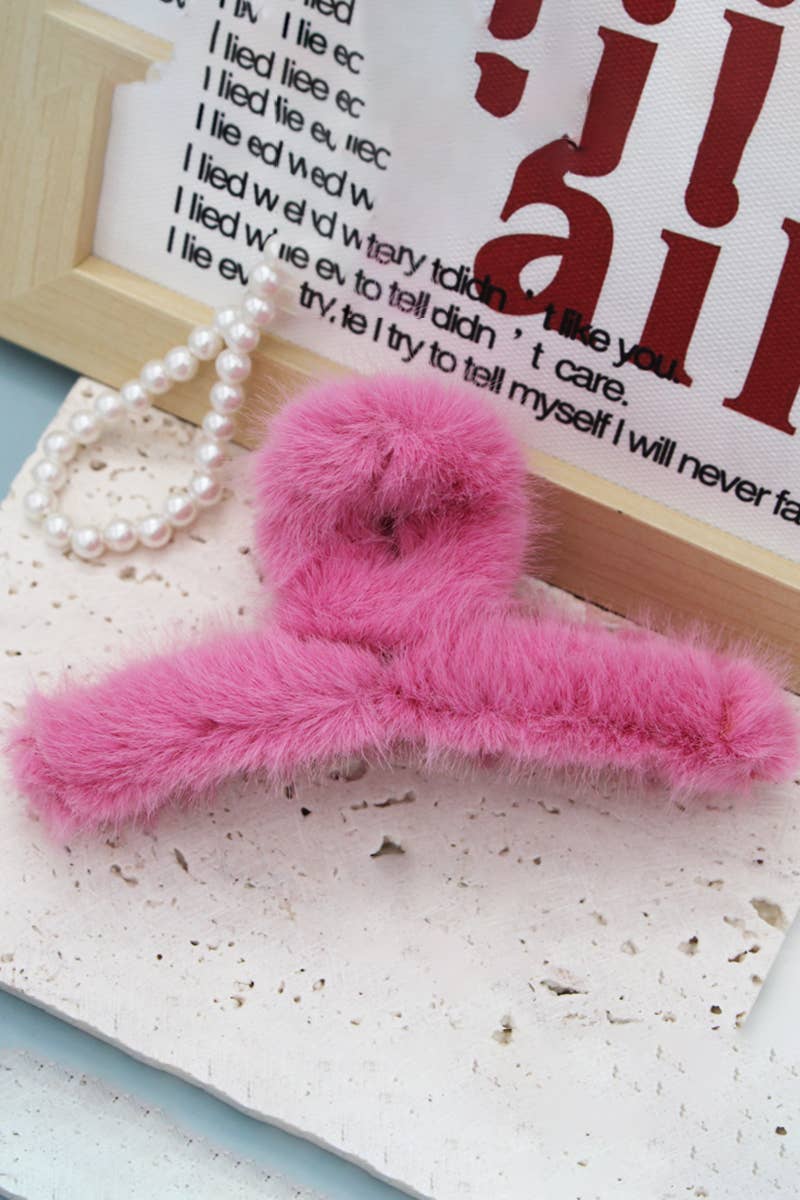 ACCITY - Wholesale Hair Clip - Women's - MULTICOLOR FAUX RABBIT FUR HAIR CLAW CLIP TWIST_CWAHA015330