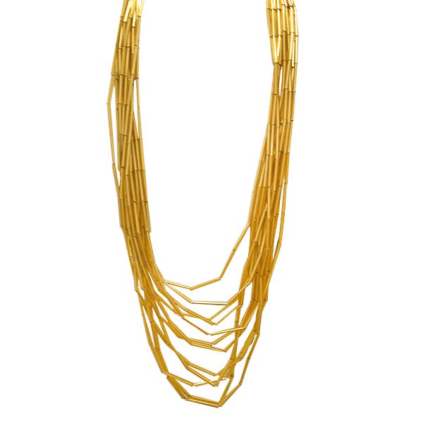 AMORINO SRL - Wholesale Beaded/Pearl Necklace - LONG MULTI-STRAND NECKLACE WITH BAMBOO LINKS - FT24160A4796
