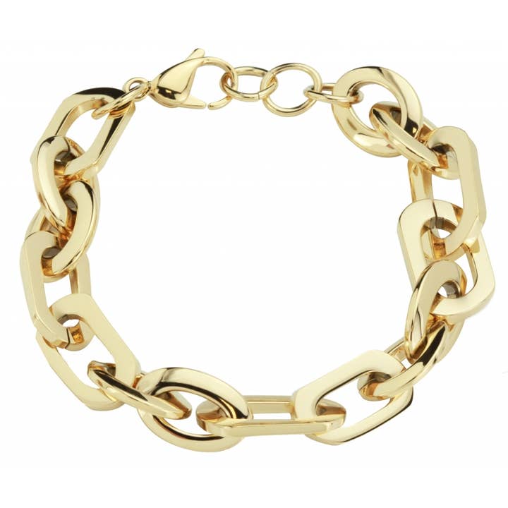 Reiziger Armband - Roestvrij Staal - verguld - 21 cm voor wholesale door Hollander Jewels B.V.