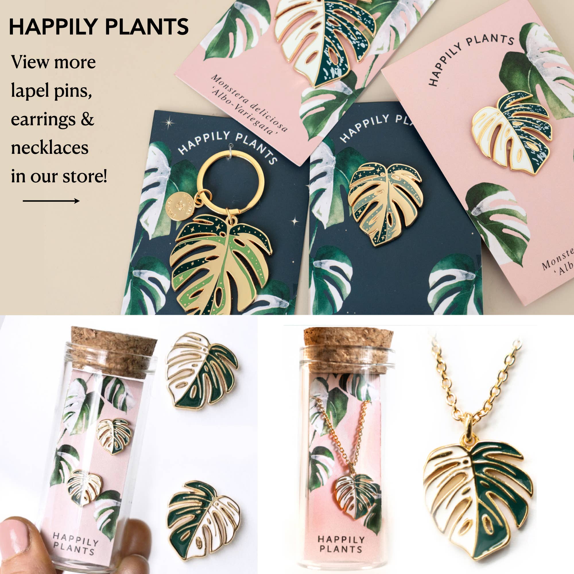 Happily Plants - Wholesale Keychain - Unisex - Monstera Albo Keychain & Bag Charm, Plant Keychain Gifts12