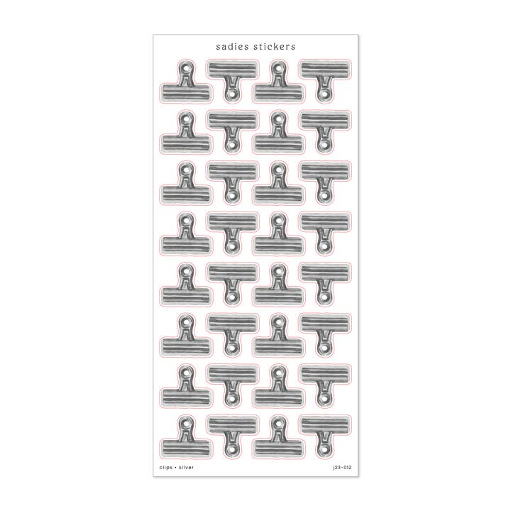 Sadie's Stickers - Wholesale Sticker - Silver Binder Clips • Journal Sticker Sheet