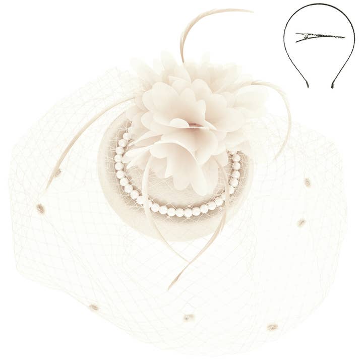 SP Sophia Collection - Vente Chapeau bibi – femme - Fascinateur orné de bijoux à plumes florales 4