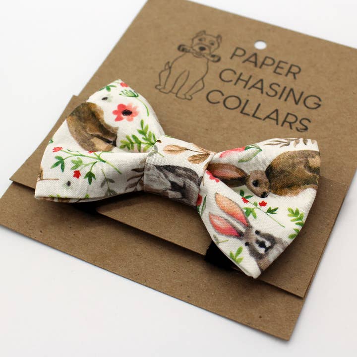 Spring Easter bunny premium dog bow tie for dog collars for wholesale by Paper Chasing Collars Dog Accessories