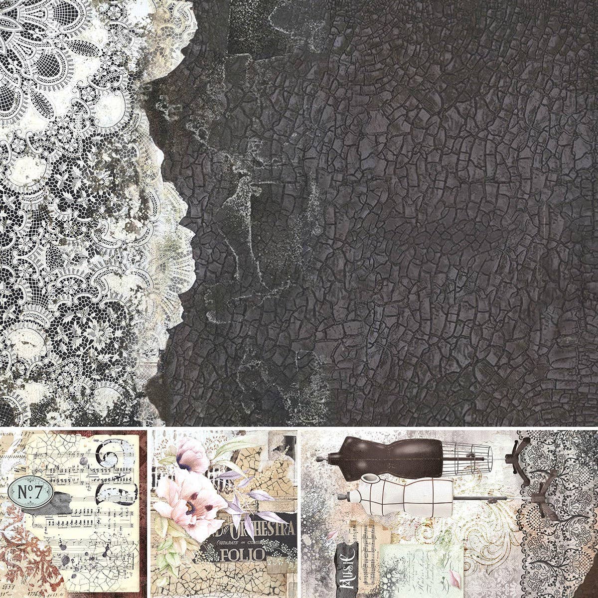 Ecstasy Crafts Distributing - Wholesale Scrapbook - Ciao Bella Cygne Noir Paper Pad 12x12 12/Pkg1
