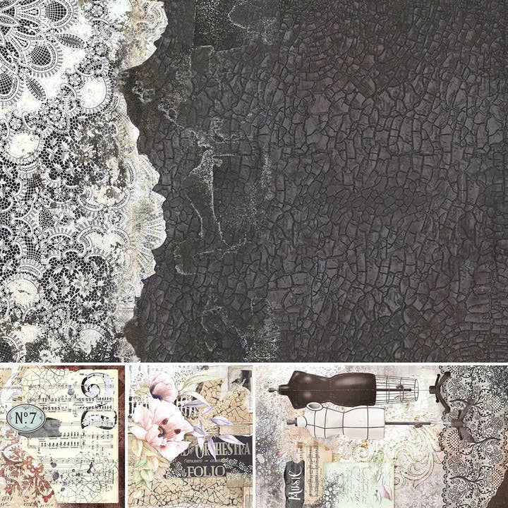 Ecstasy Crafts Distributing - Wholesale Scrapbook - Ciao Bella Cygne Noir Paper Pad 12x12 12/Pkg1
