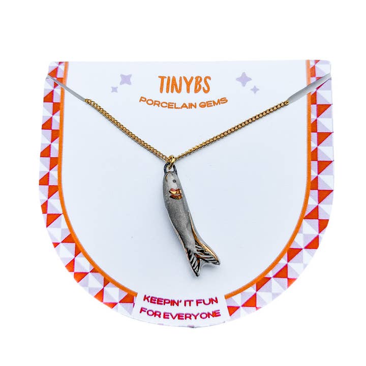 3D Sardine Necklace for wholesale by tinybs ceramics