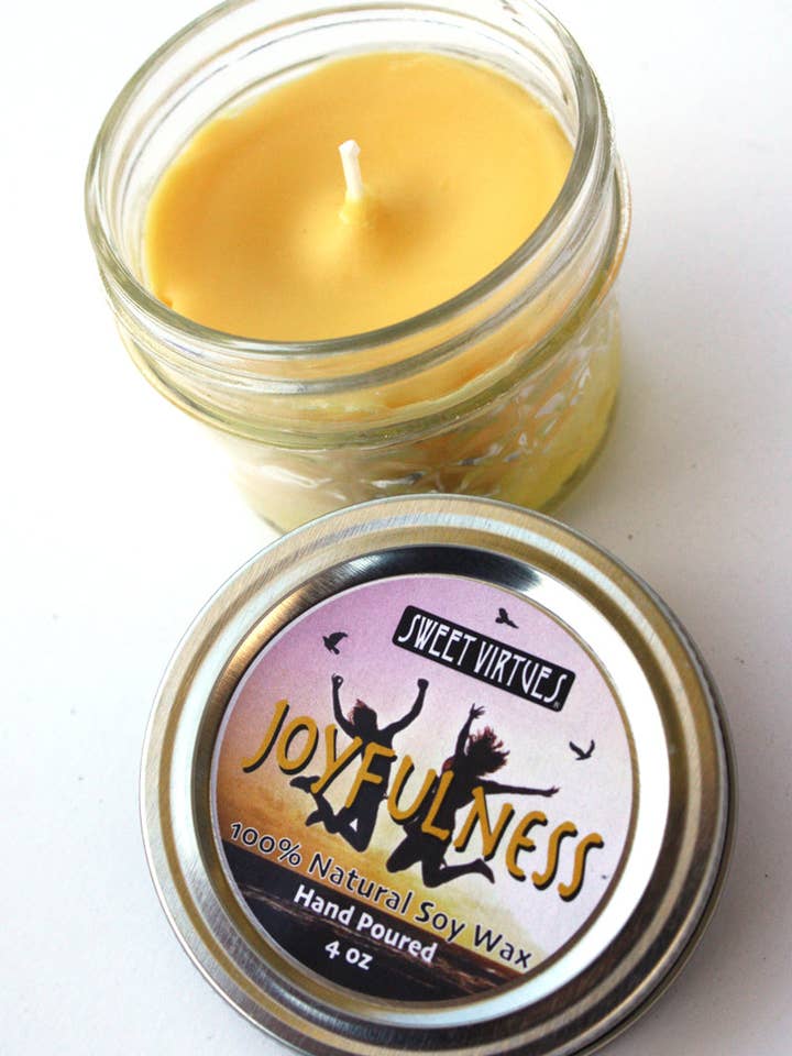 SWEET VIRTUES-Joyfulness-Hand Poured Soy Wax Candle for wholesale by Sweet Virtues