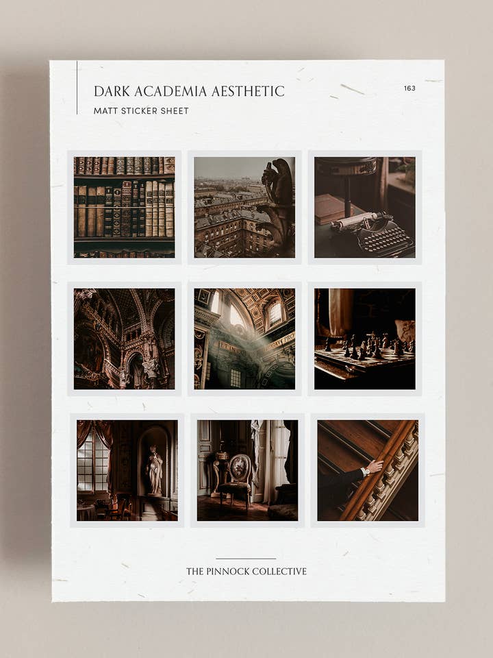 Dark Academia Themed Sticker Sheet for wholesale by The Pinnock Collective (Duty Paid)