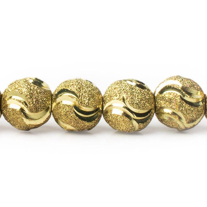 The Bead Traders - Wholesale Beads - 10mm Brass Diamond Cut Double Wave Rounds 8 inch 20 beads