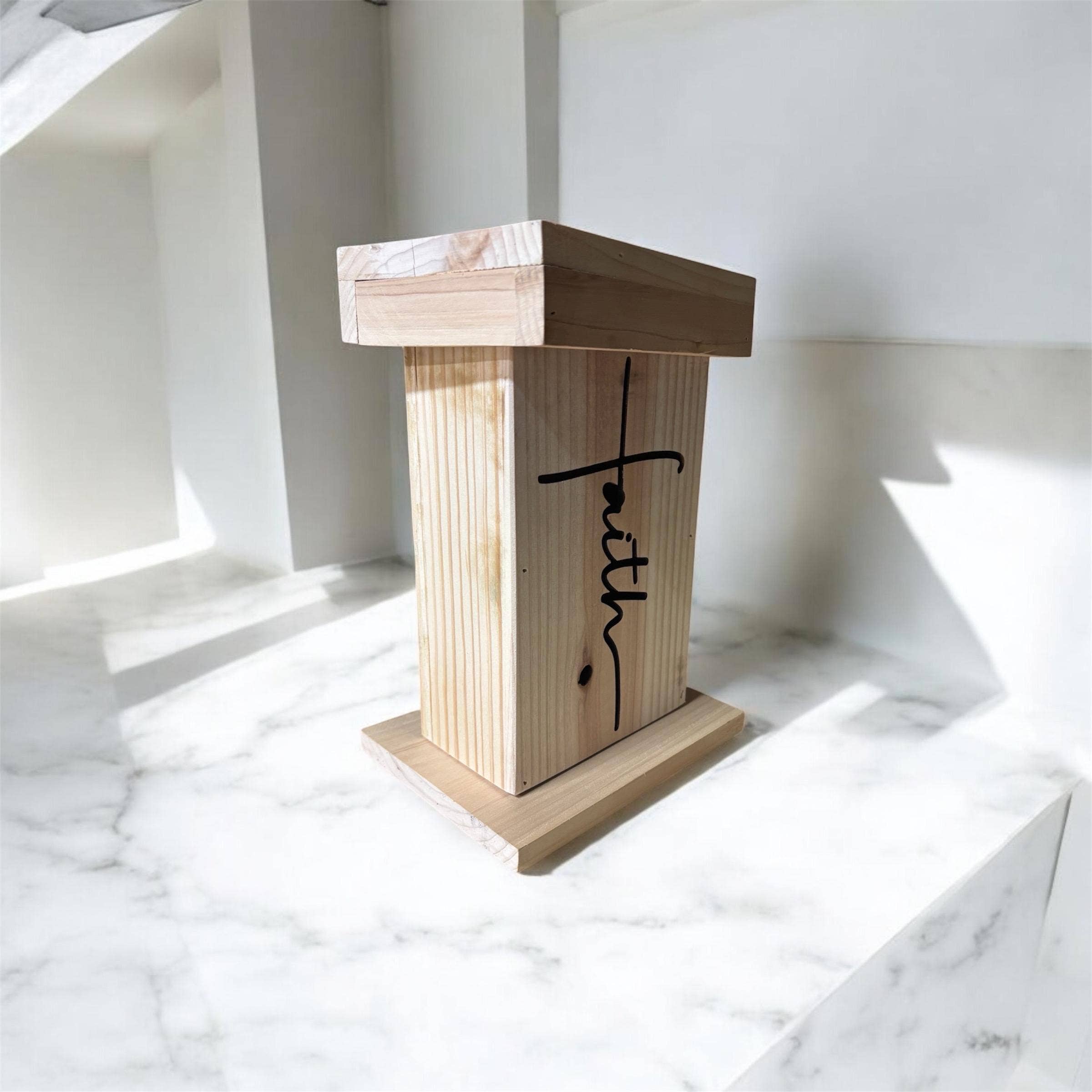 Faithful Creations Studios - Wholesale Lantern - Rustic Wooden Lantern with Faith Cross |Christian Home Décor1