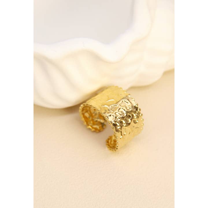 golden Hammered Ring - Raw Charm in Stainless Steel for wholesale on Faire