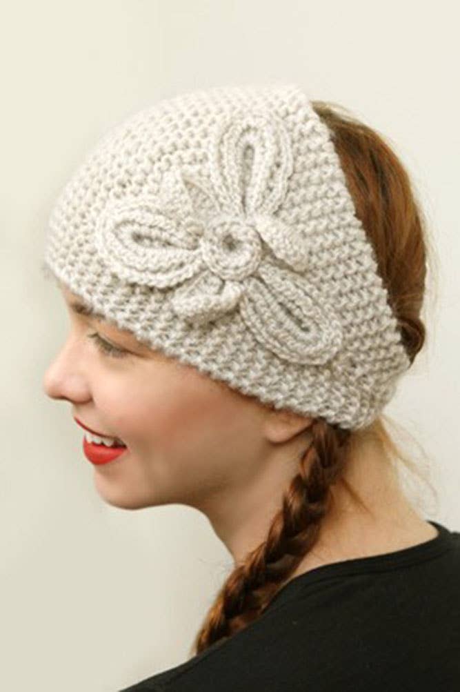 Hana – wholesale Fashion headband – women's – Knit Headwraps with Floral Corsage4