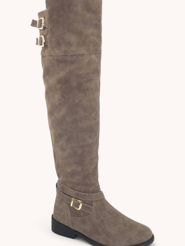 TAUPE FIORINA-9 VINTAGE TEXTURERADE HÖGA RIDSTÖVLAR för wholesale på Faire