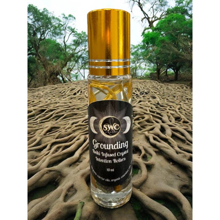 Rouleau d'intention en cristal d'aromathérapie de mise à la terre pour la vente par SWC Sisu Wellness Center