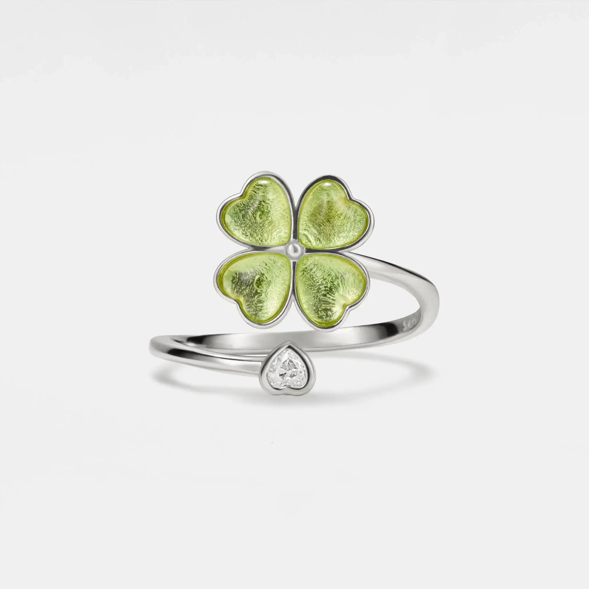 Perimade & Co. LLC - Wholesale Multi-Stone Ring - Four Leaf Clover Fidget Spinner Ring in 925 Sterling Silver2