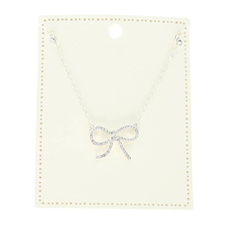 SP Sophia Collection - Wholesale Pendant/Charm Necklace - Fashion Cut-Out Bow Pendant Necklace