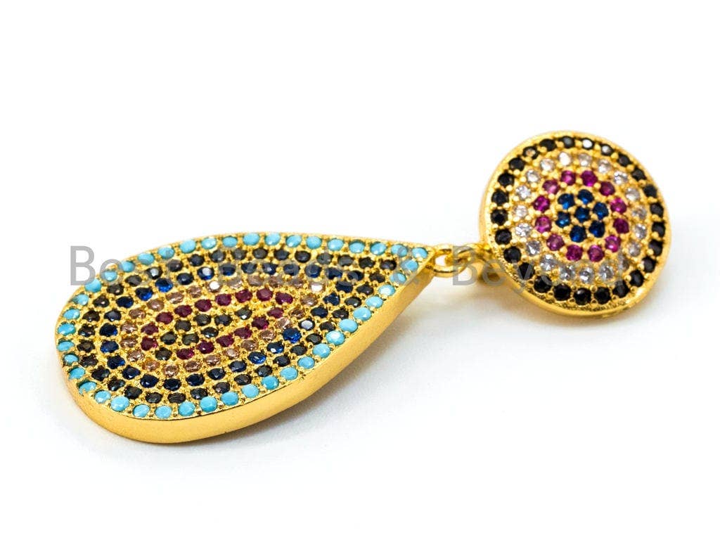 BestBeads&Beyond - Wholesale Individual Charm/Pendant - CZ Micro Pave Teardrop Pendant with Evil Eye, sku#L962