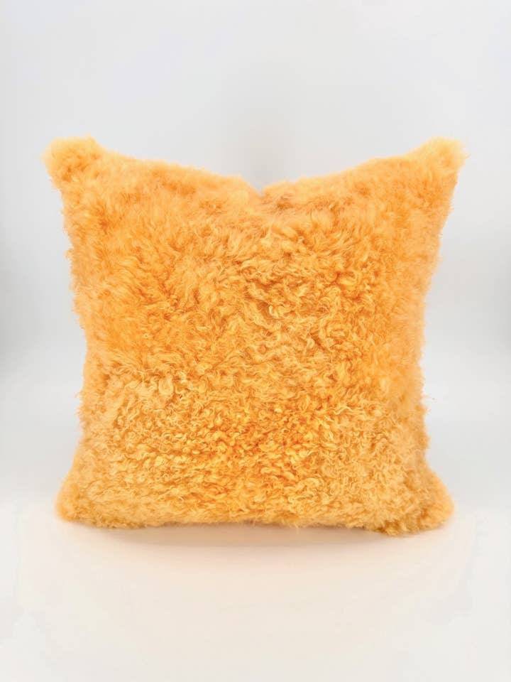 Curly Fluffy Sheepskin Pillow for wholesale by Tasha Tarno