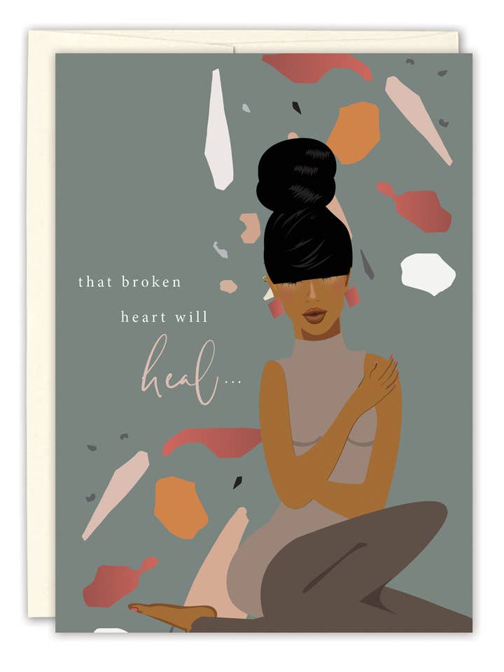 Broken Heart Will Heal Encouragement Card for wholesale by Black Joy Paper