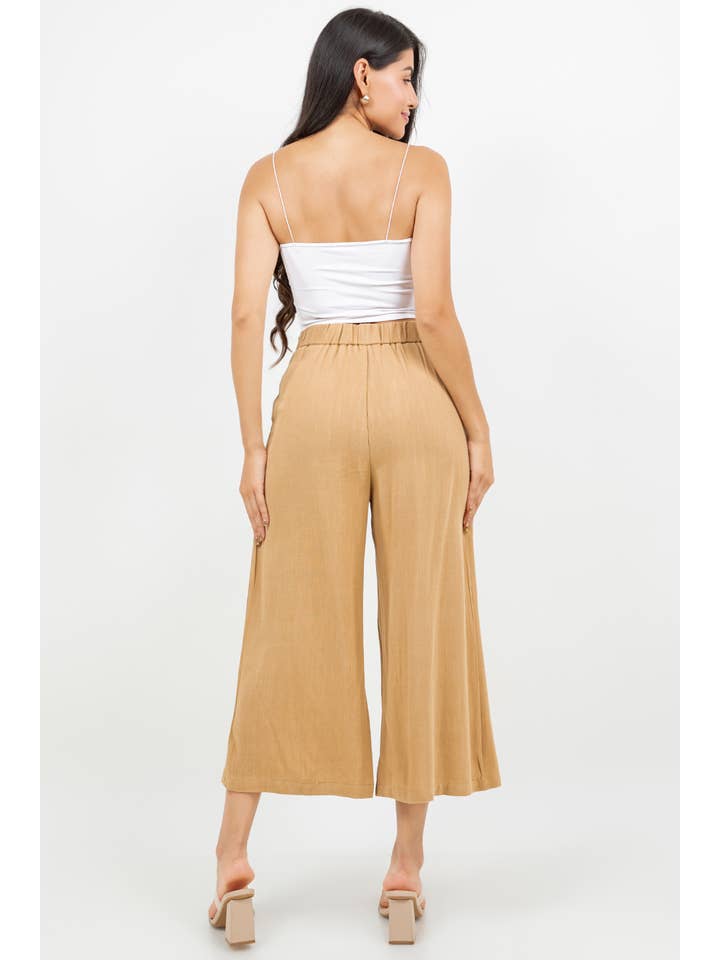 Veracci - Wholesale Pants - Women's - Linen Blend Wide-Leg Capri Pants5