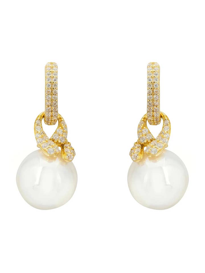 Tie The Knot Drop Pearl Earrings Gold for wholesale by Latelita