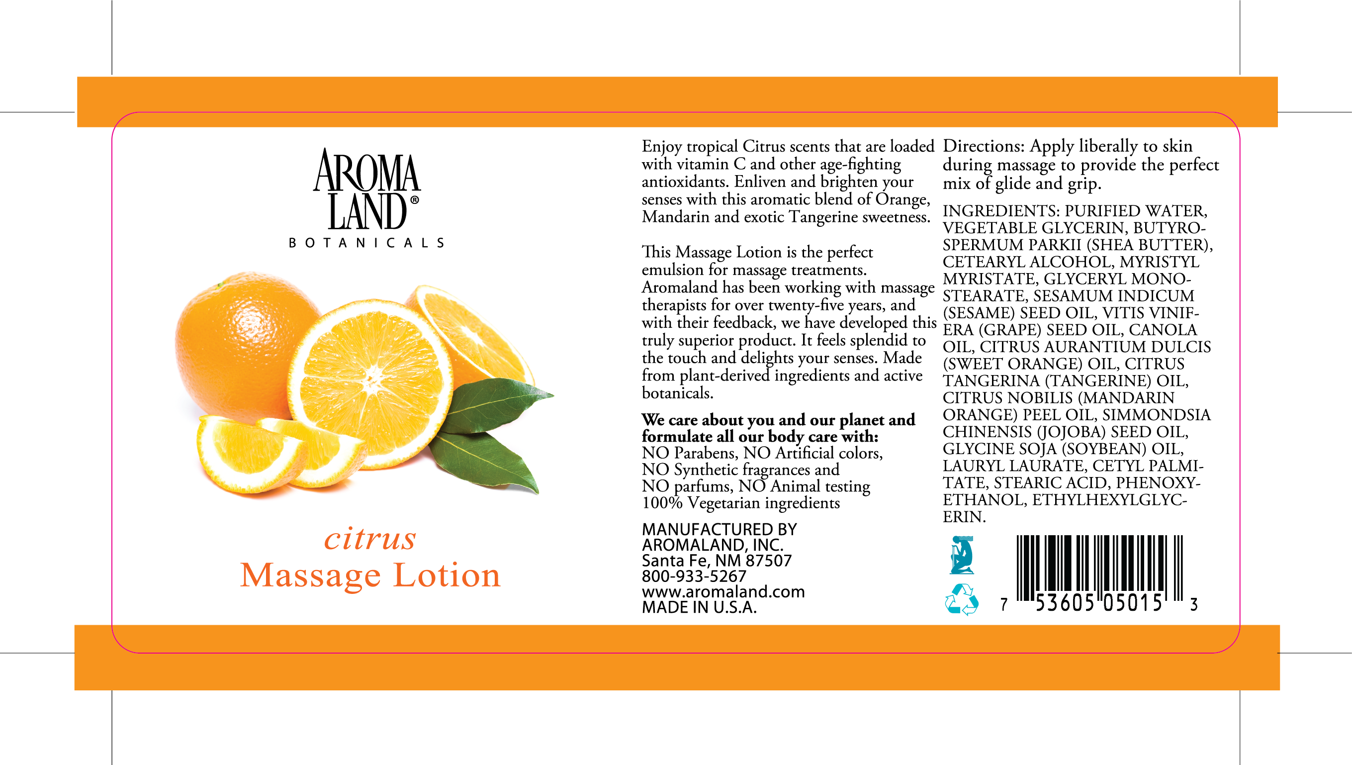 AROMALAND INC. - Wholesale Hand & Body Lotion - Massage Lotion Citrus 1 Gallon1