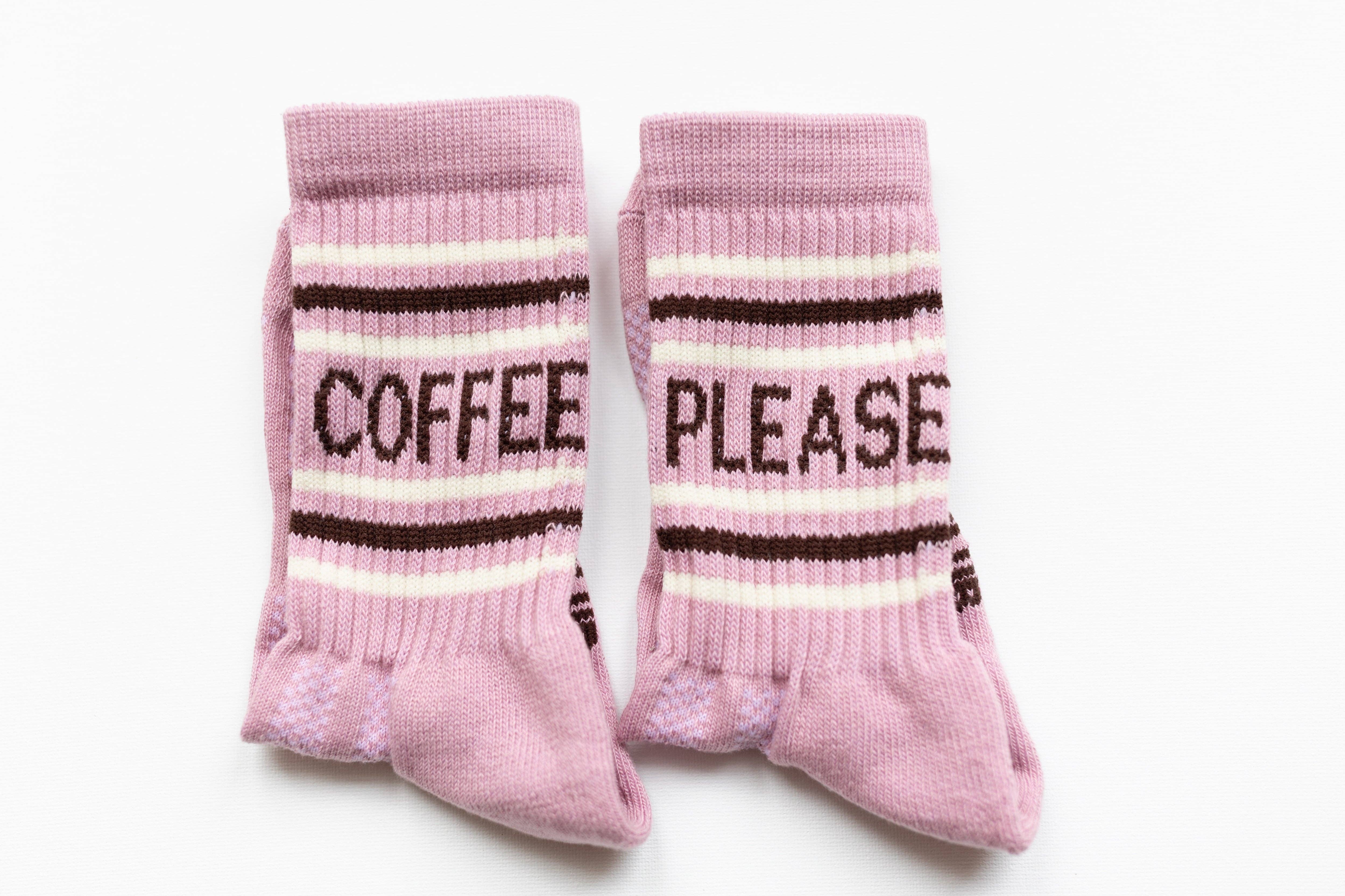 Coffee Please: Slogan Sports Socks - Pink for wholesale on Faire2