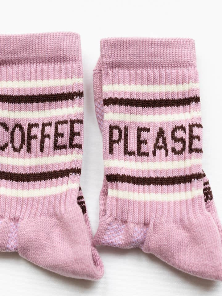 Coffee Please: Slogan Sports Socks - Pink for wholesale on Faire2