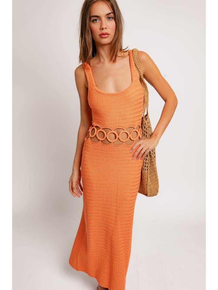 LE LIS - Wholesale Dress - Women's - SQUARE NECK SLEEVELESS CROCHET MIDI DRESS4