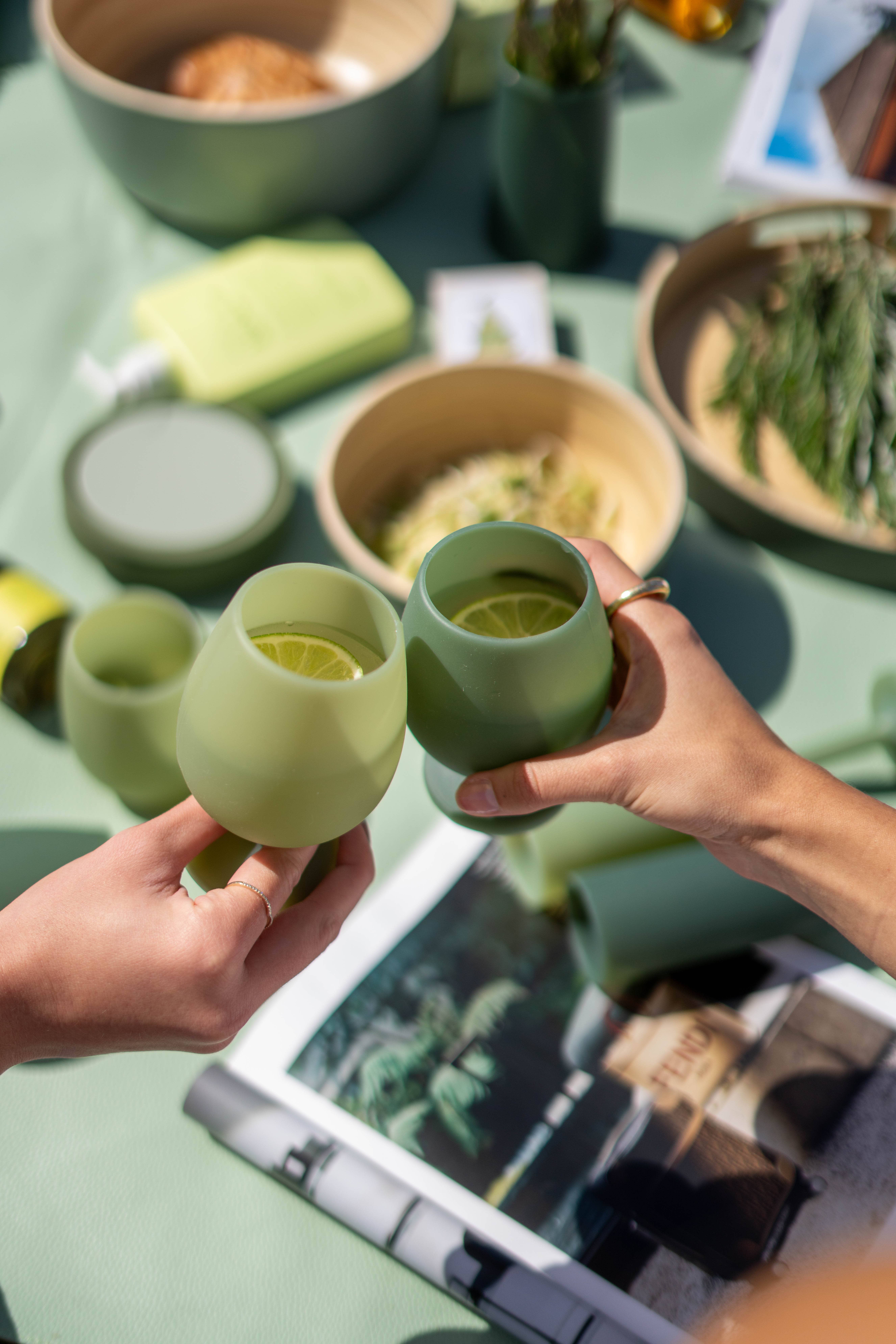 porter green | style + sustainability - Wholesale Wine Glass - Sage + Olive | Stemm | Silicone Unbreakable Wine Glasses9