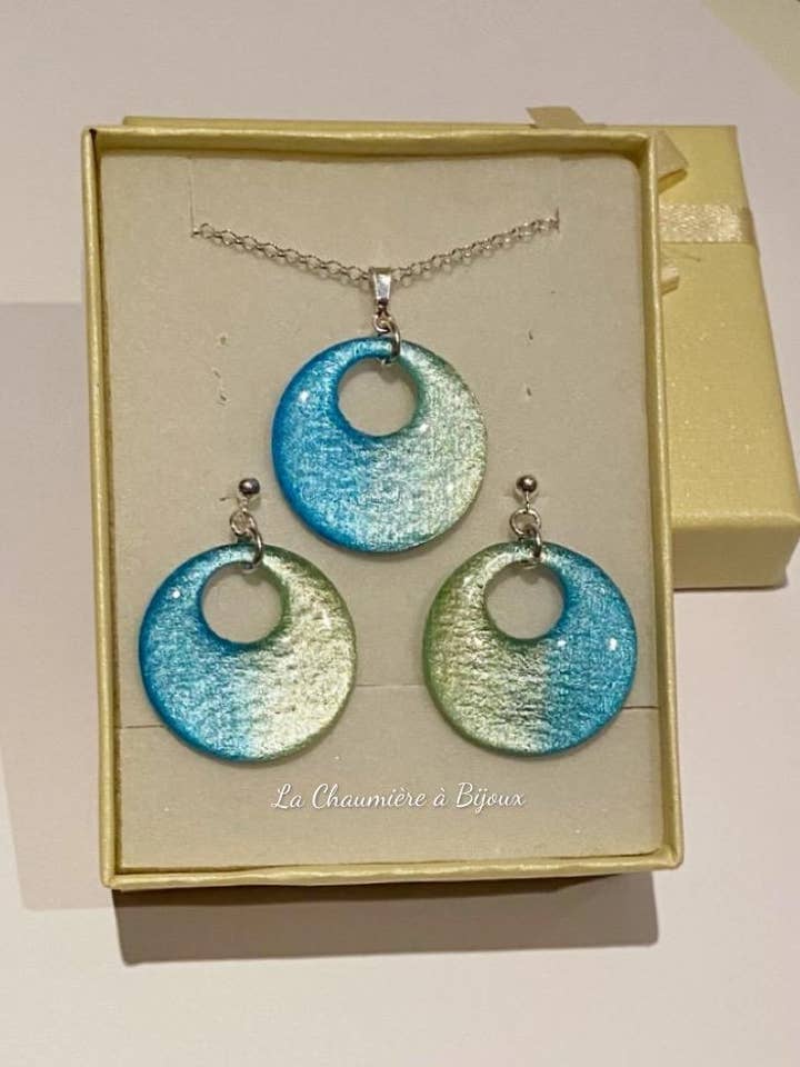 Set - Pearl blue and yellow gradient for wholesale by La Chaumière à Bijoux