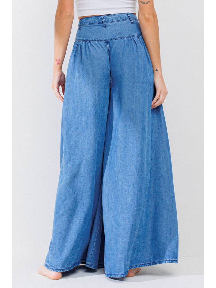 Vibrant M.i.U - Wholesale Pants - Women's - Darcy Wide-leg Chambray Pants