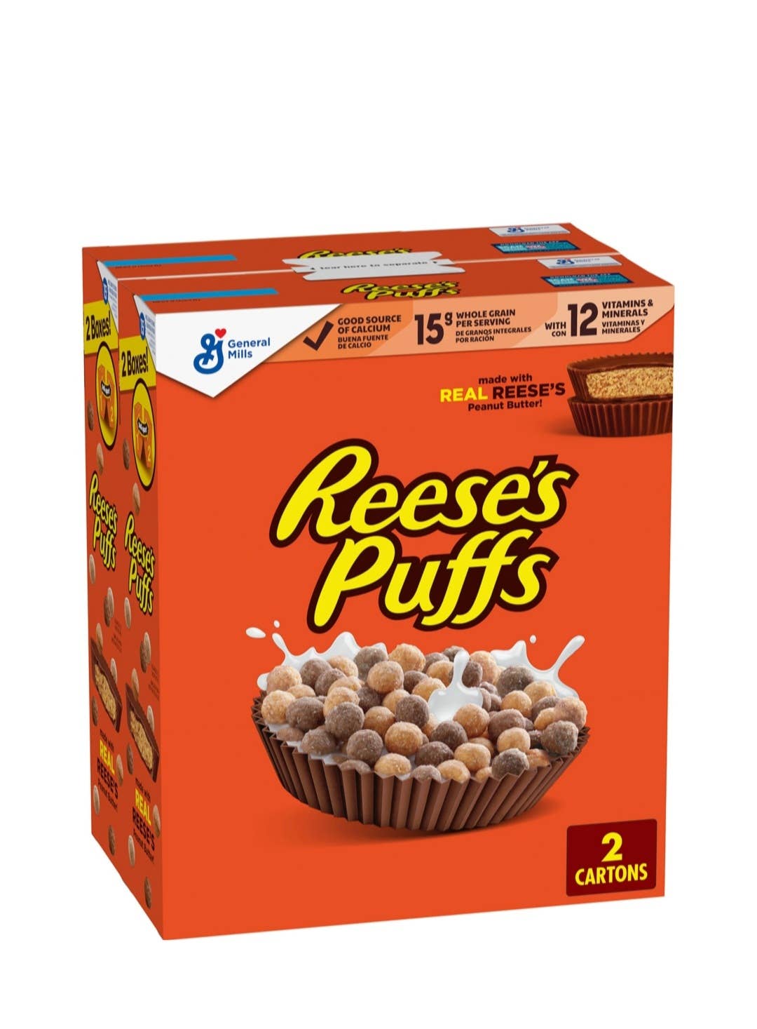 Majestic Wholesale - Wholesale Ontbijtgranen - Reese's Puffs Pindakaas Chocolade Ontbijtgranen 51,4 oz. 2 Zakken0
