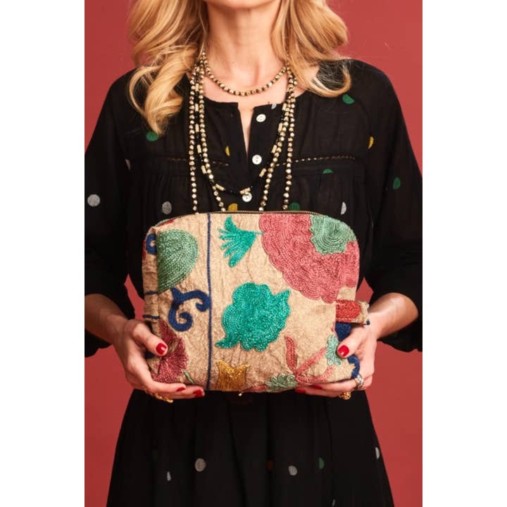 Curiosity Lab - Wholesale Makeup/Cosmetic Bag - Vanity Suzani Ochre1