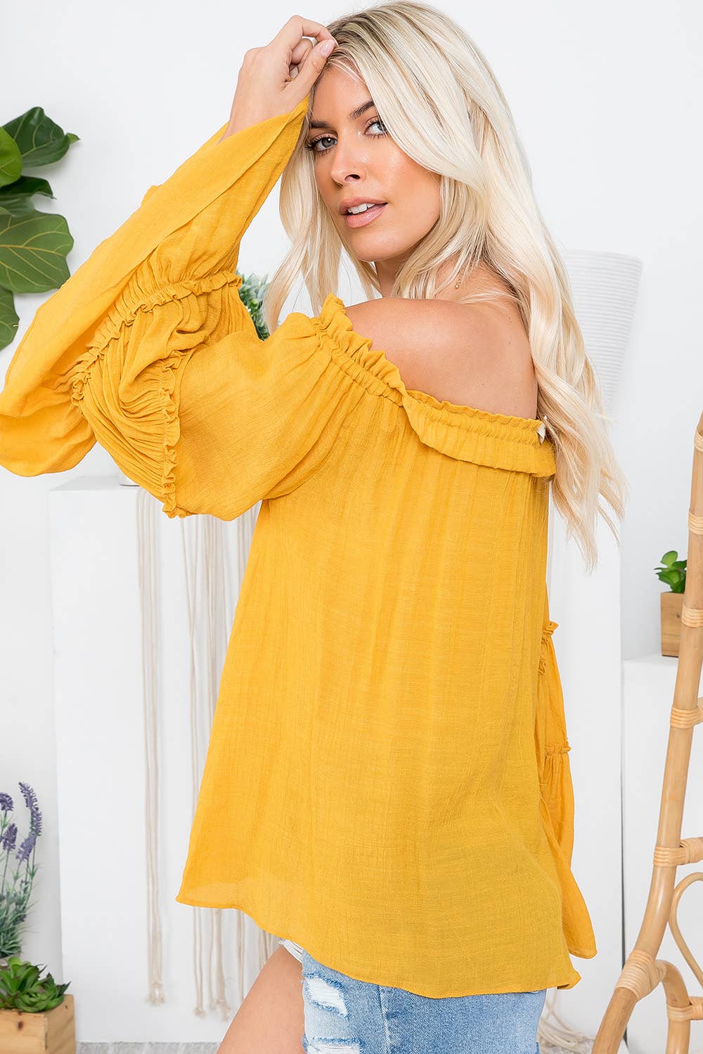 Sweet Lovely by Jen - Wholesale Blouse – Women’s - OFF SHOULDER TIERED BELL SLEEVE TOP47