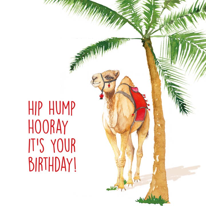Birthday Card | Camel with Palm for wholesale by Line & Wash