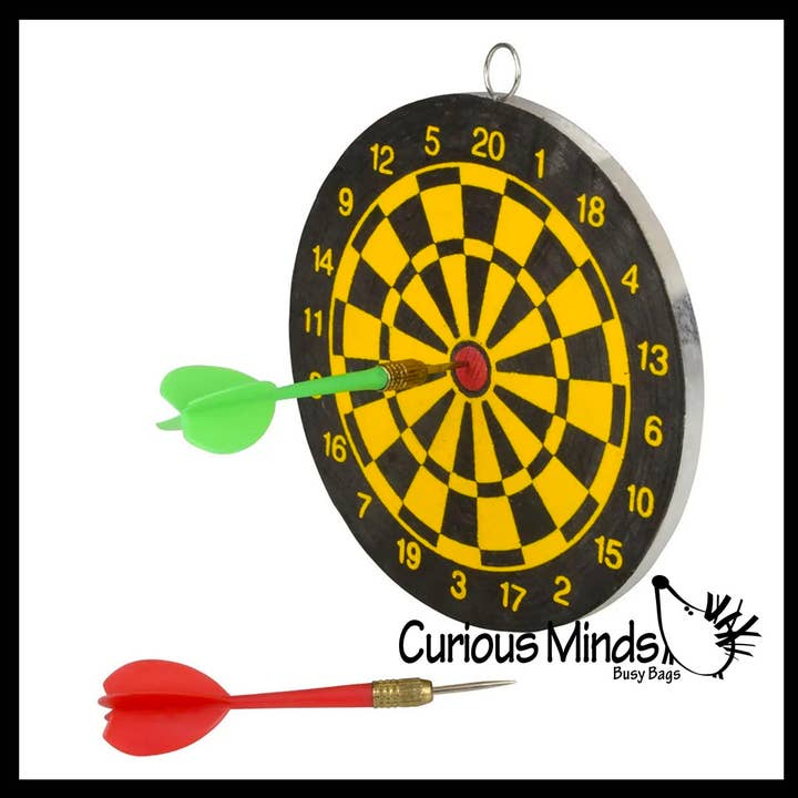 Curious Minds Toys - Wholesale Board Game - Mini Dart Board - Small Office Dart Game with Darts - Double