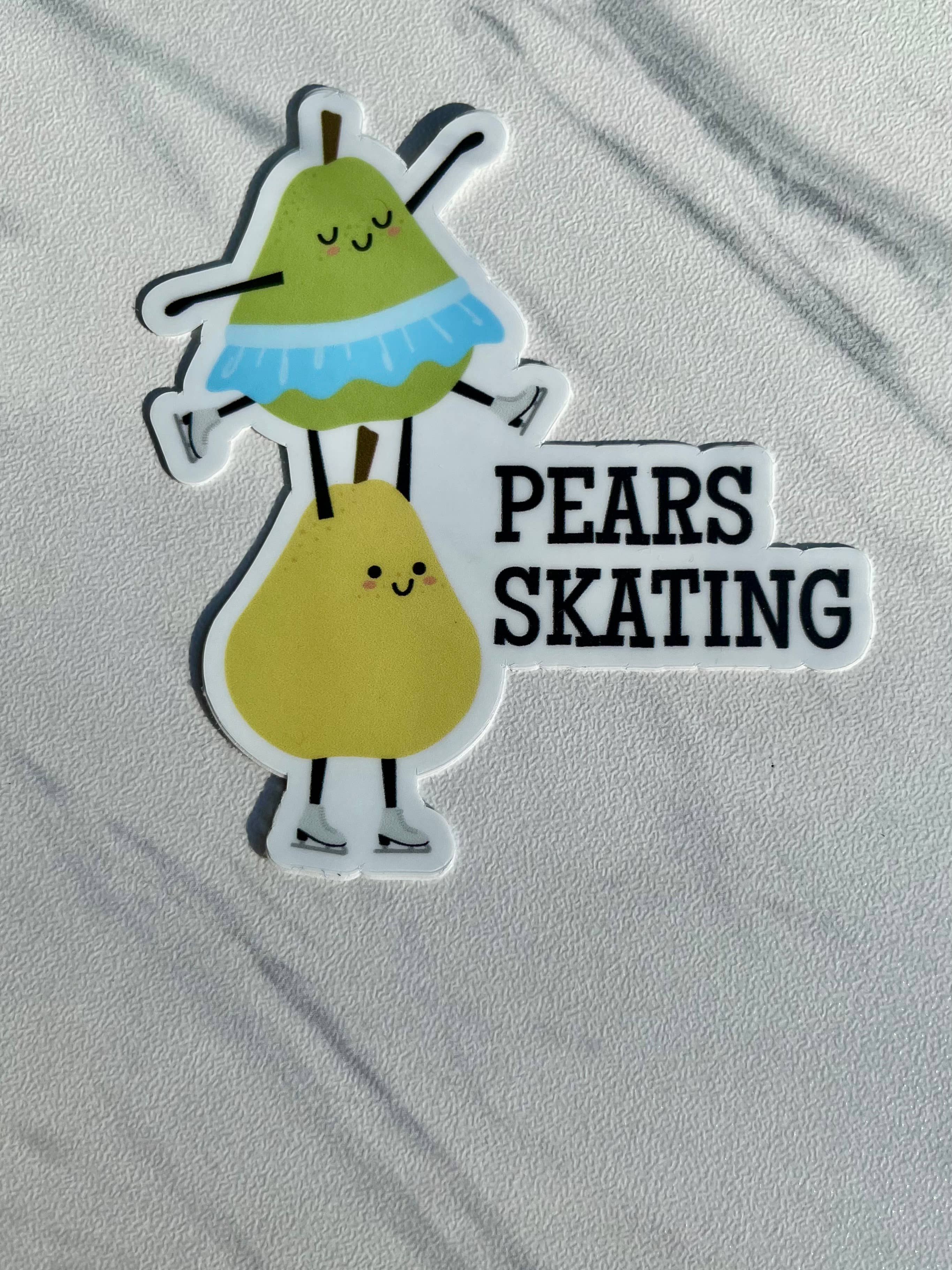 Denali & Co. – wholesale Sticker – Pears Skating Parody Figure Skating Sticker, 2.7" x 3" 1