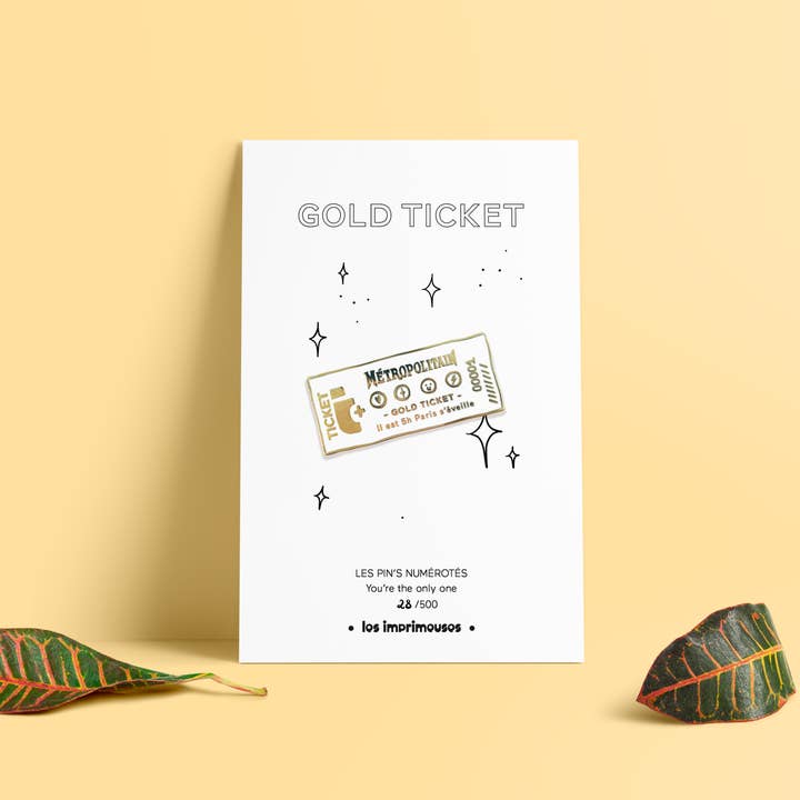 Pin - Metro ticket - Paris - Gold Ticket for wholesale by LES IMPRIMEUSES