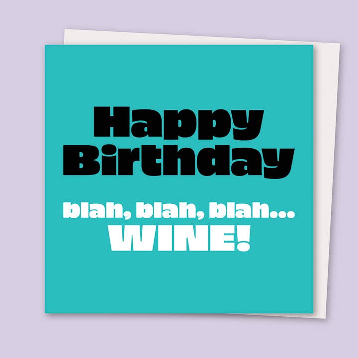 Blah, Blah, Blah... Wine! Greetings Card for wholesale by Pom Pom Store