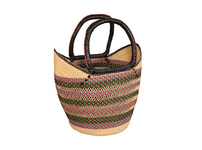 African Market Baskets - Wholesale Grocery/Shopping Bag - African Bolga Baskets : Shopping Tote w/ Flexible Rim(G-143)3