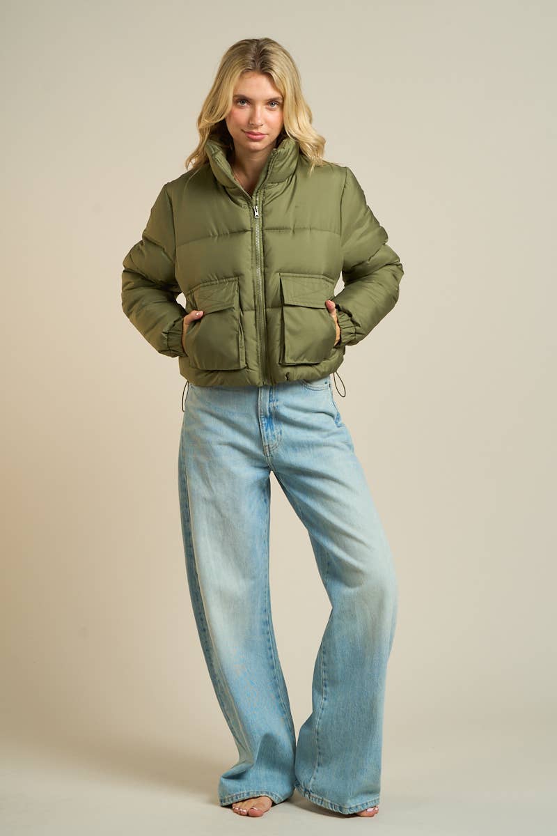 ANWND - Wholesale Puffer Jacket - Women's - 2326-Utility Pocket Puffer Jacket4