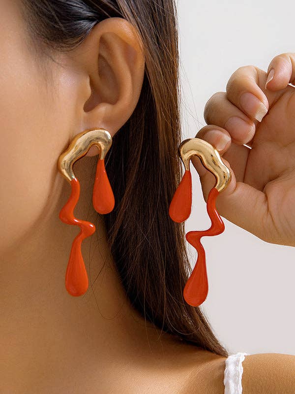 Sheer Trend – Brincos de argola por atacado – Brincos geométricos pendentes com cores contrastantes0