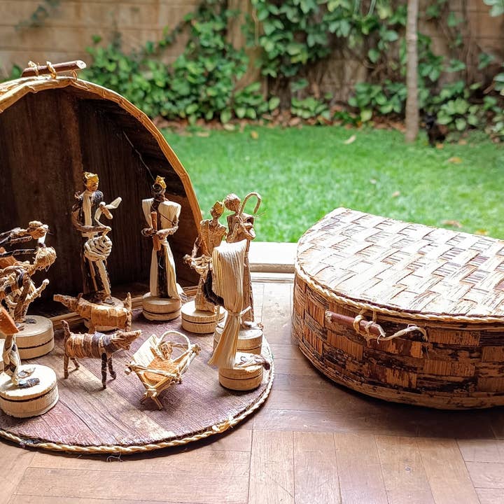 African Craft Collection - Vendita all'ingrosso Decorazione per presepe - Presepe di Natale - Foglie di banana