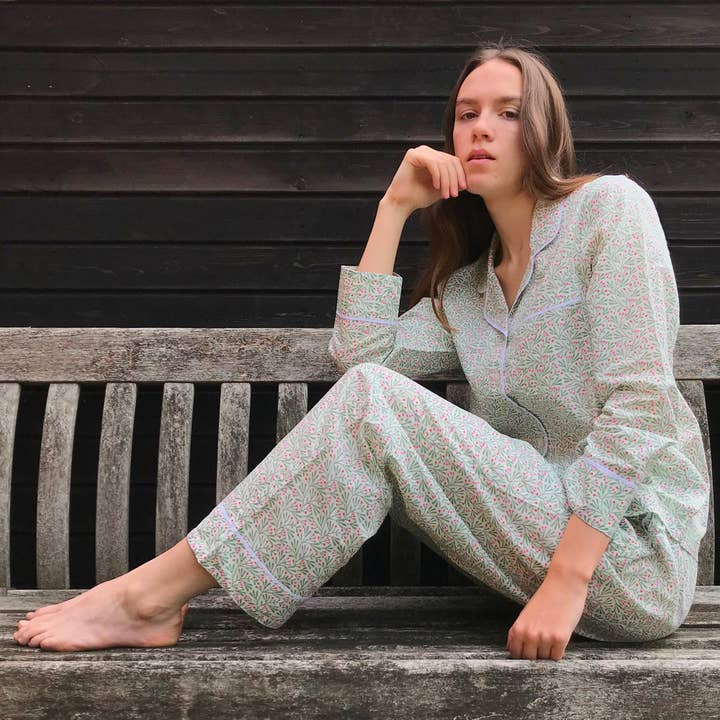 Berry Green Orange & Pink Cotton Pyjamas for wholesale by Lime Tree Design